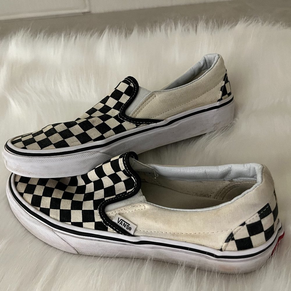 Vans Black and White Checkered Slip-On Sneakers